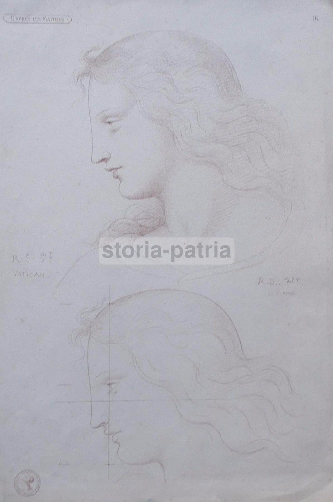Raffaello: Studi Vaticani, Litografia Monrocq Parigi, Fine '800