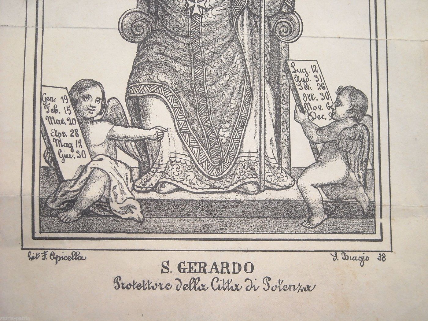 San Gerardo Protettore Di Potenza   Stampa Devozionale Antica   Litografia F. Apicella