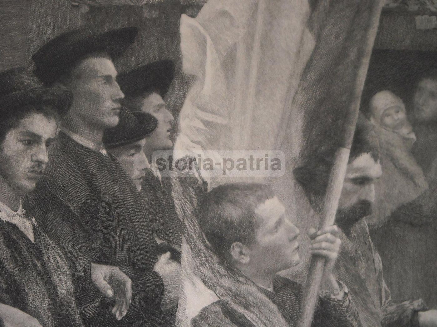 Stampa Antica I Coscritti Di Dagnan Bouveret, 1890. Incisione.