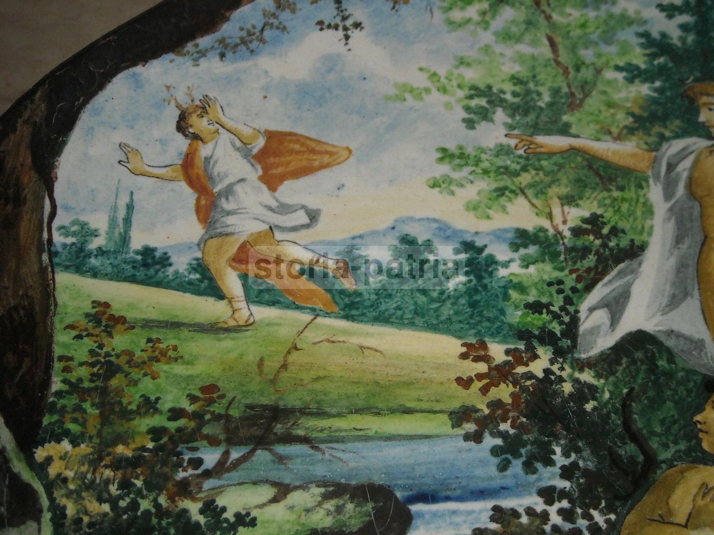 Piatto In Ceramica Con Scena Mitologica, Donne Al Bagno, XIX Secolo