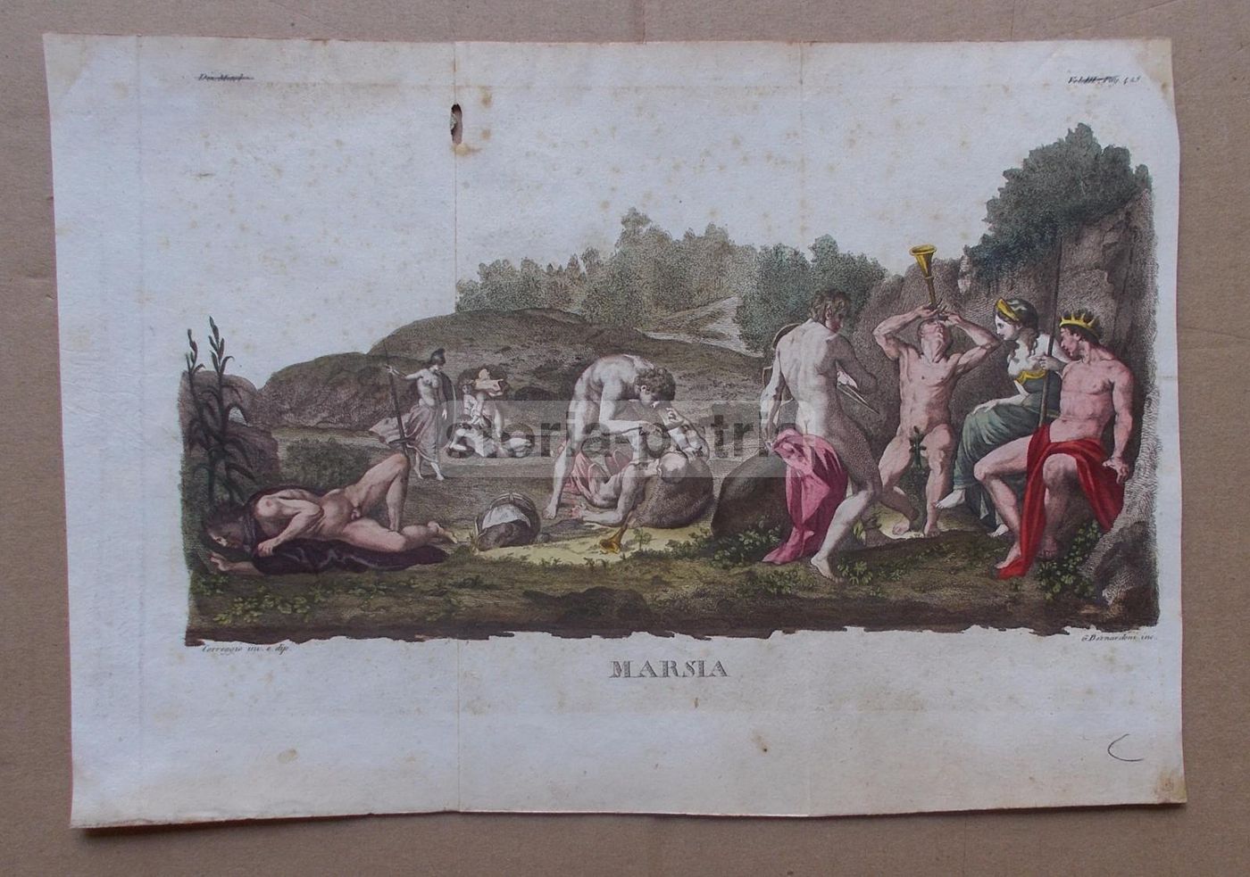 Incisione Antica "Marsia" Da Correggio, Bernardini, Acquaforte, Circa 1800