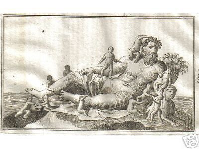 Incisione Antica Divinità Del Nilo, Mitologia Egizia, Acquaforte Fine XVIII Secolo