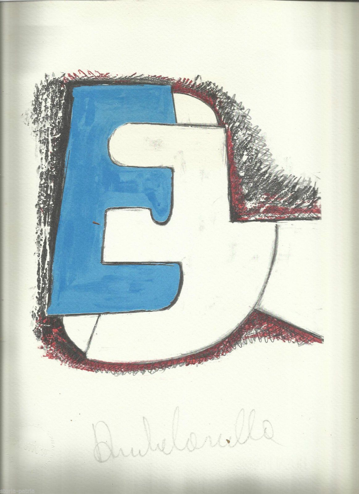 Andrea Cascella, Lettera "E", Bolaffiarte, Grafica 1972 Firmata