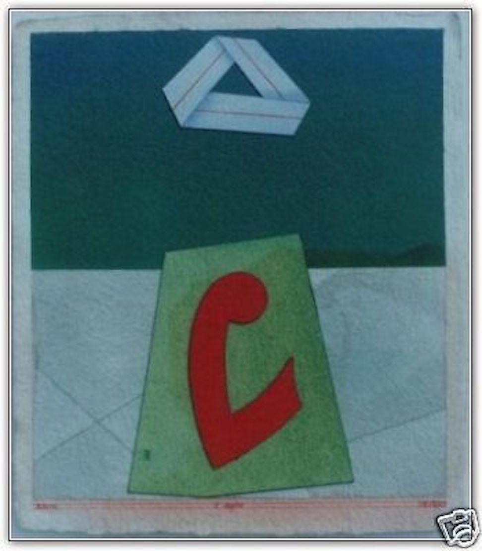 Lucio Del Pezzo, Segno Musicale. Acquarello Originale Firmato, 1985 Circa