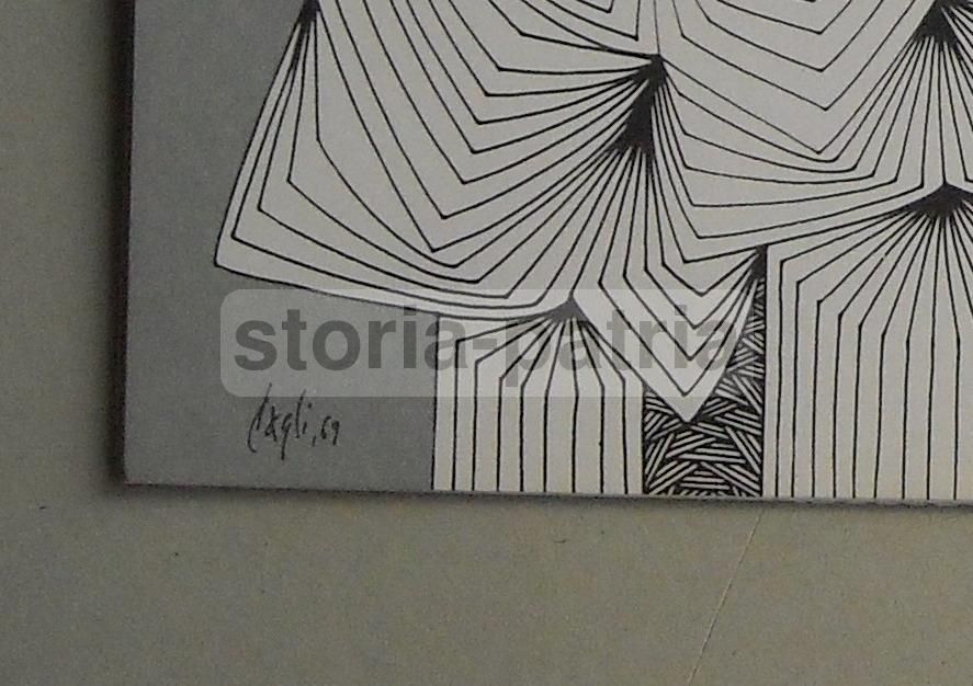 Corrado Cagli. Stampa Originale, 1969. Grafica Informale Argentata.