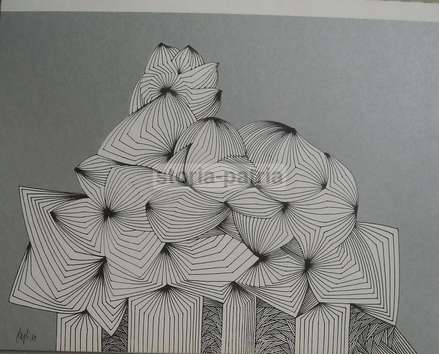 Corrado Cagli. Stampa Originale, 1969. Grafica Informale Argentata.