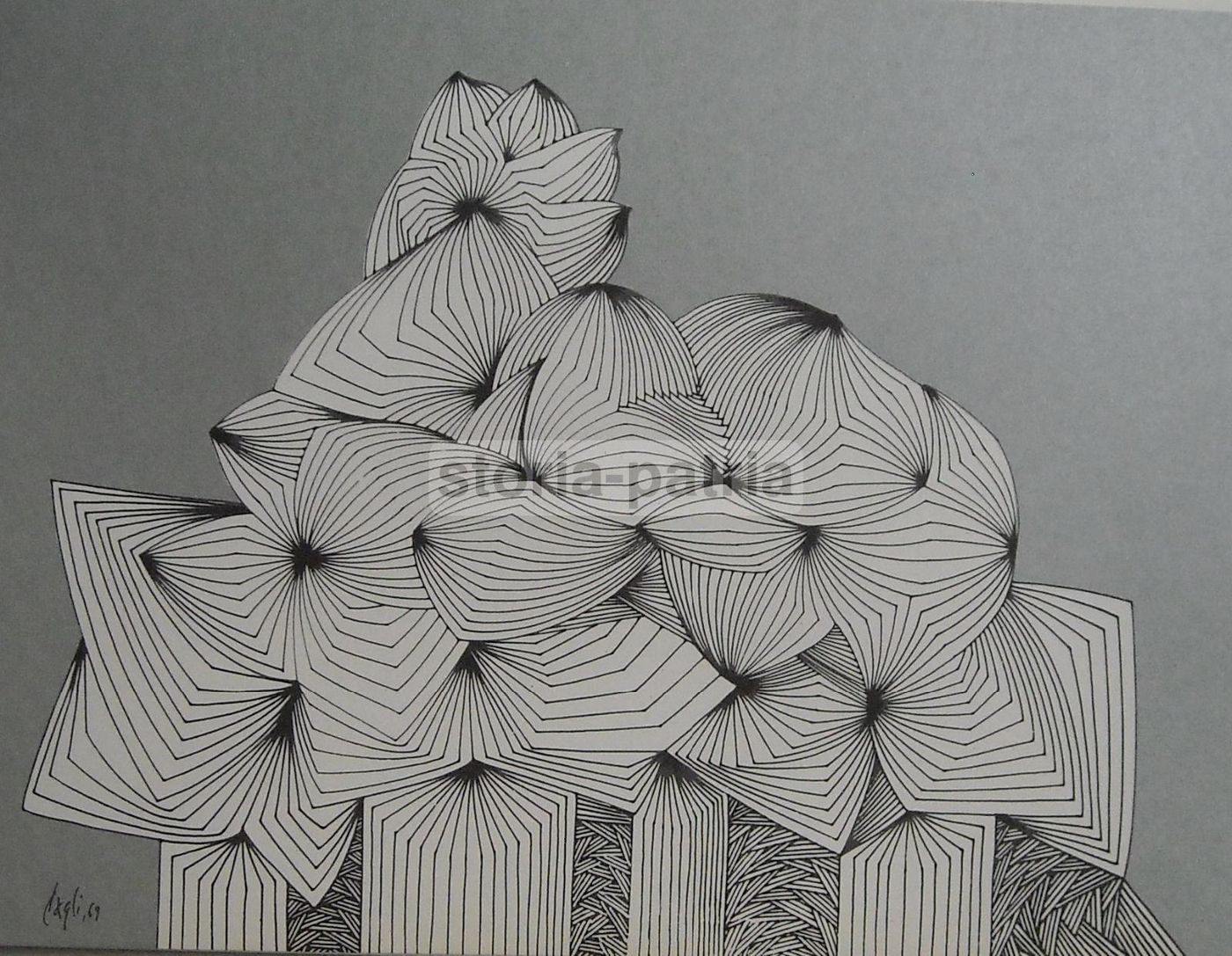 Corrado Cagli. Stampa Originale, 1969. Grafica Informale Argentata.