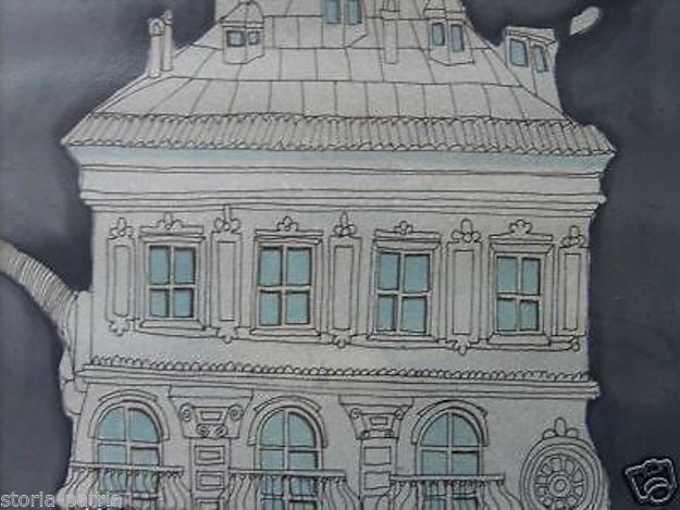 Opera d'Arte Moderna Di Torrani, 1974. Tecnica Mista Con Prospettiva Di Palazzo.