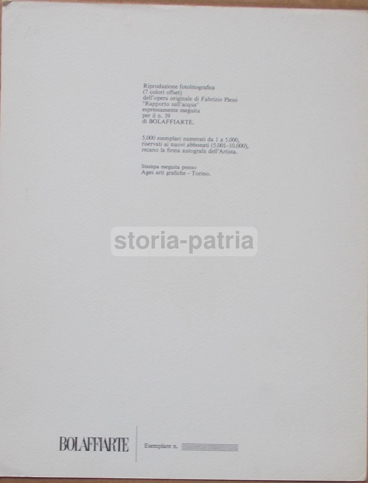 Fabrizio Plessi, Rapporto Sull'Acqua. Grafica Per Bolaffi Arte, Anni '70