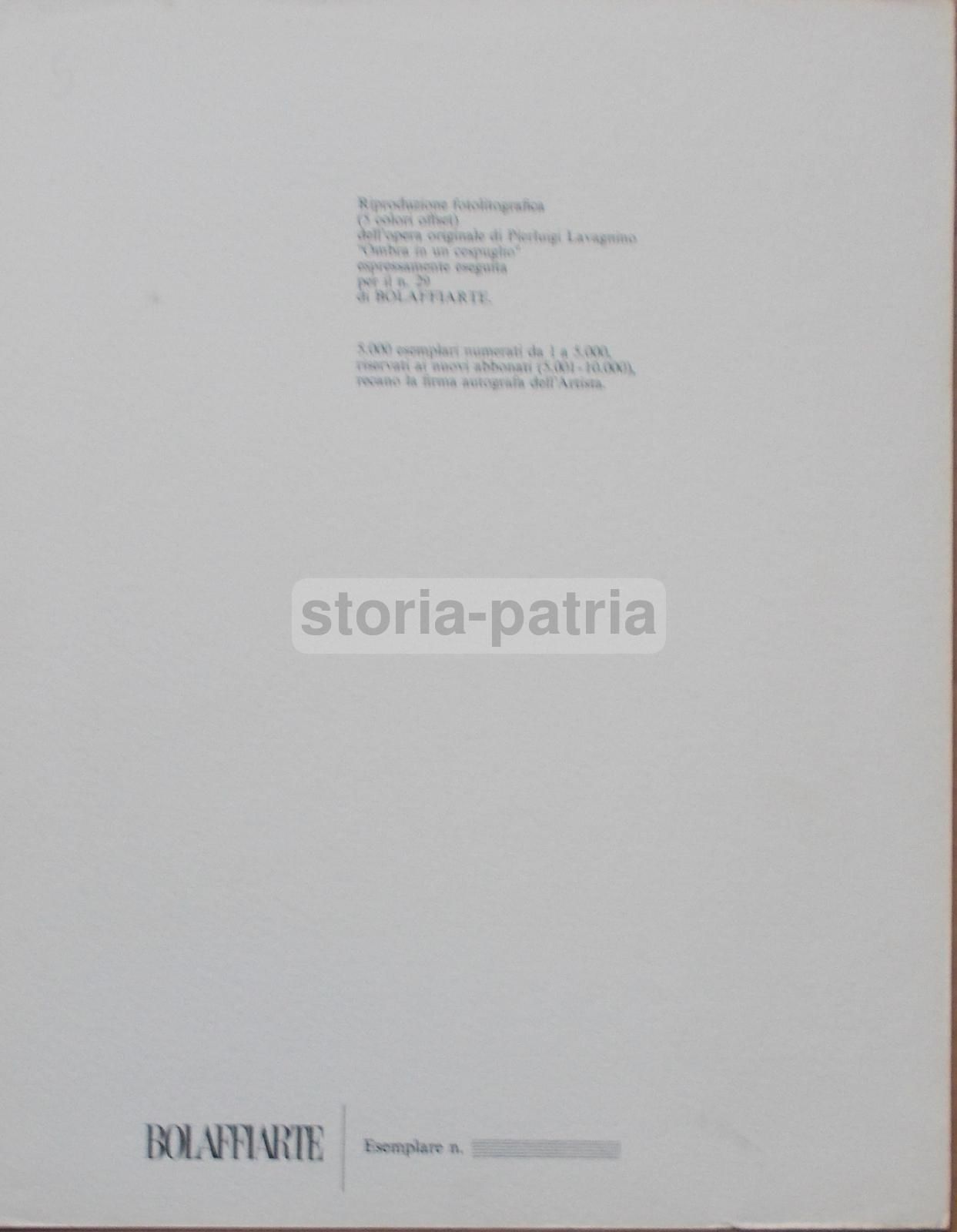Pierluigi Lavagnino, "Ombra In Un Cespuglio"   Stampa Bolaffi Arte
