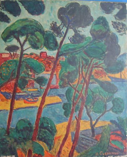 Hans Purrmann "Pini" Stampa A Colori, Montagnola, Metà '900