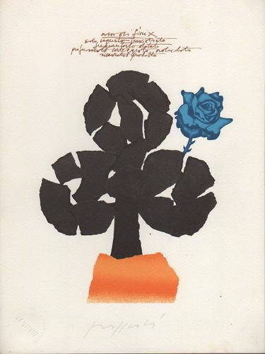 Concetto Pozzati, Carte Da Gioco: Fiori. Grafica Bolaffi Arte Autografata