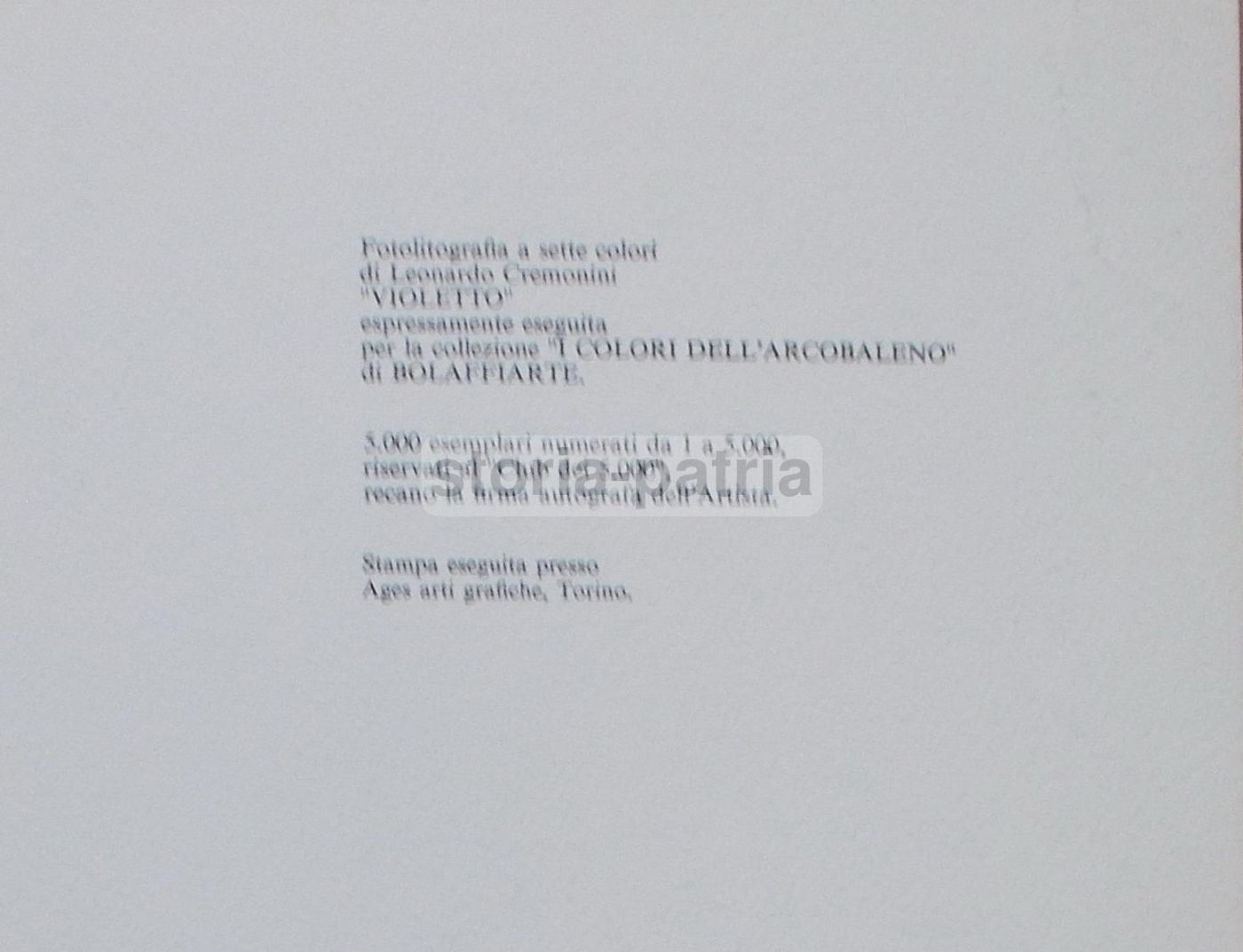 Leonardo Cremonini: Violetto   Grafica d'Arte Bolaffi Arte