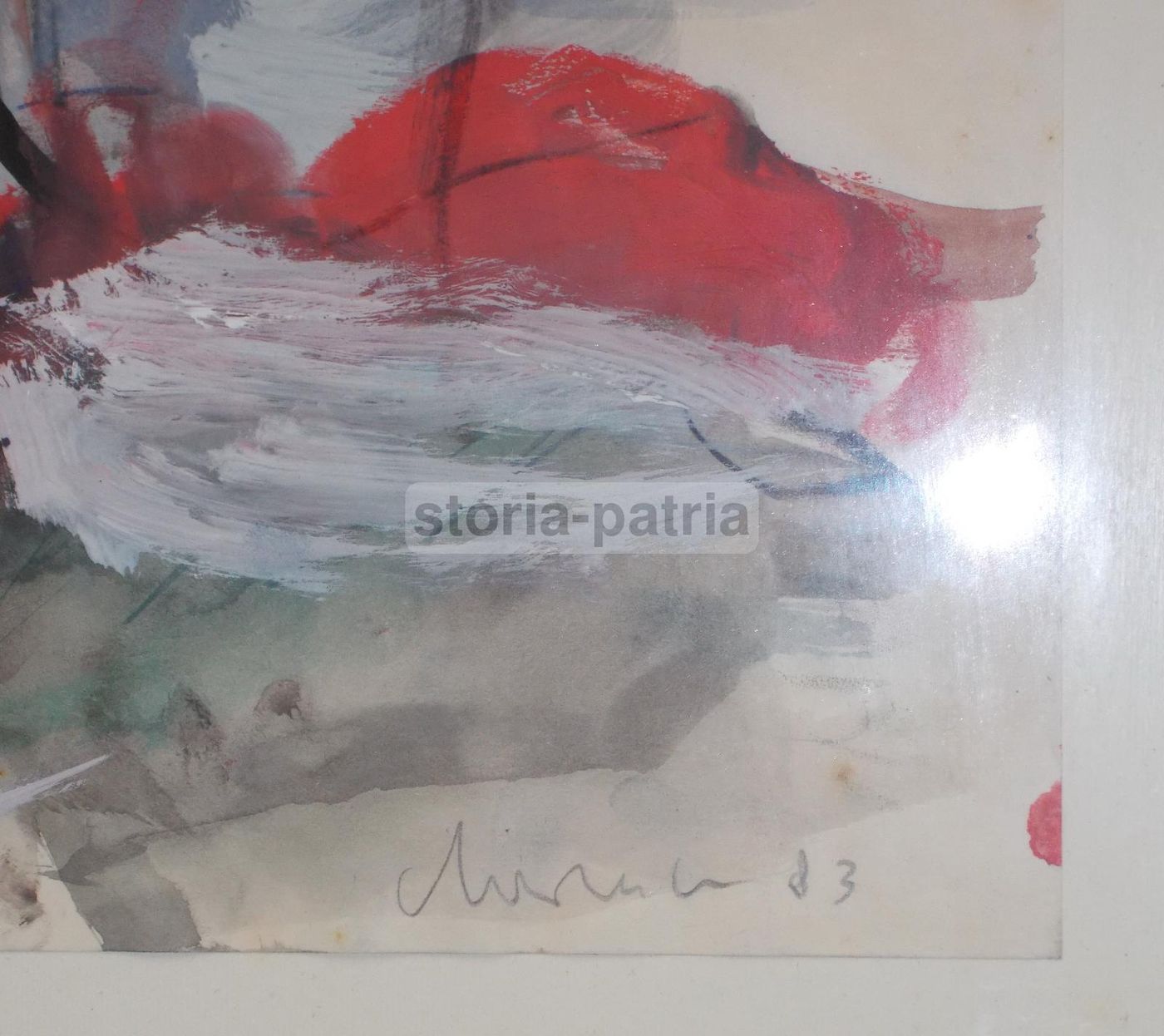 Dipinto Alois Mosbacher 1983, Tecnica Mista Su Carta, 42x30 Cm