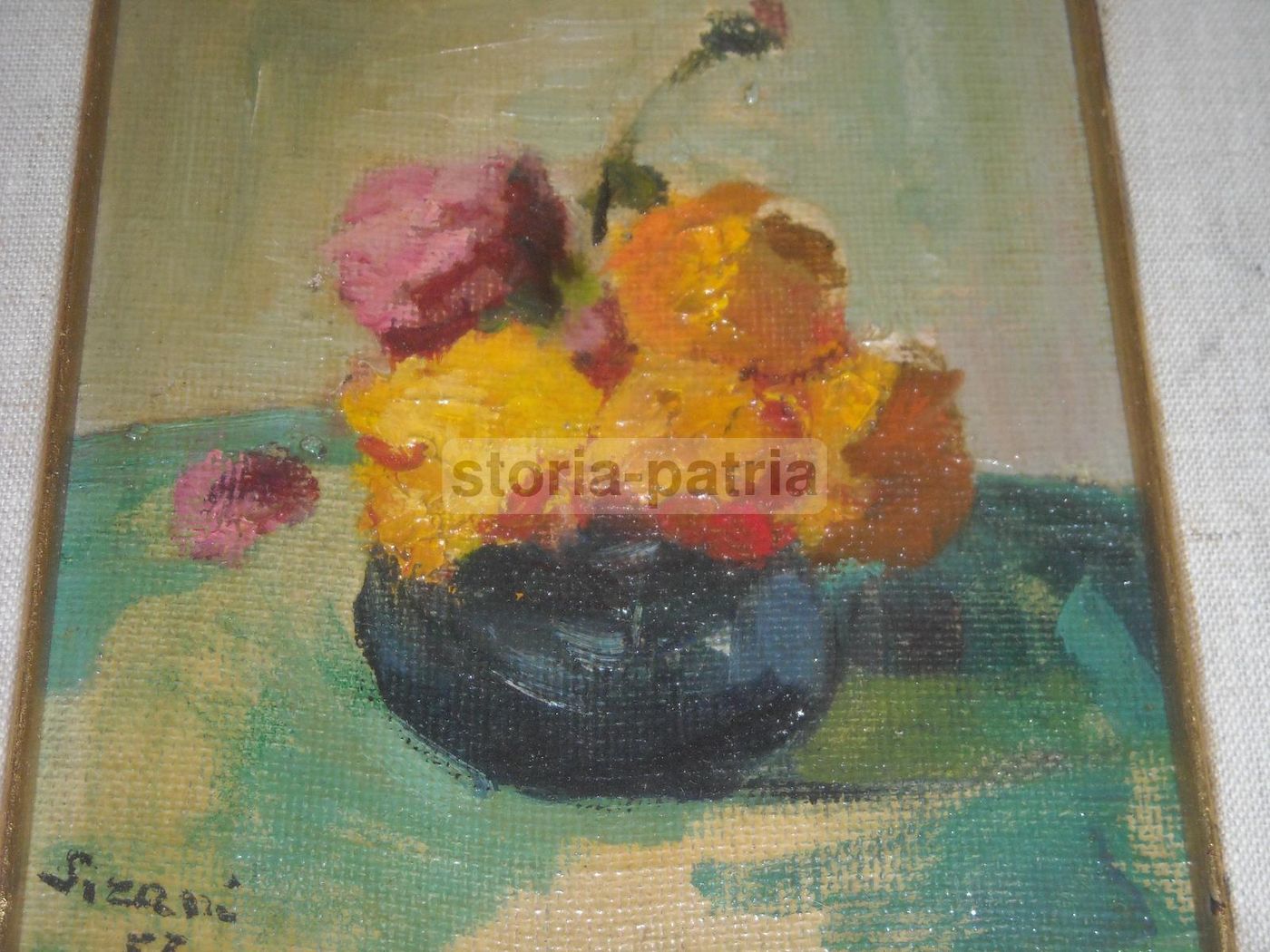 Vaso Con Fiori, Dipinto Olio Su Cartone, Sirani 1957