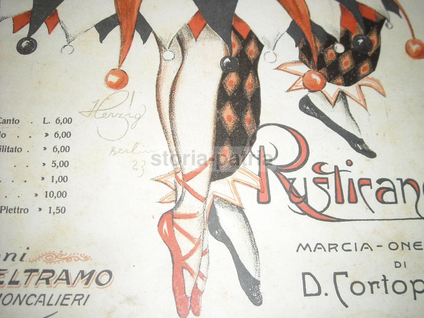 Spartito Rusticanella, Cortopassi   Drovetti, 1923, Edizione Originale