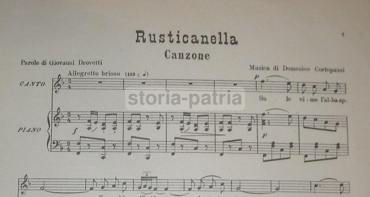 Spartito Rusticanella, Cortopassi   Drovetti, 1923, Edizione Originale
