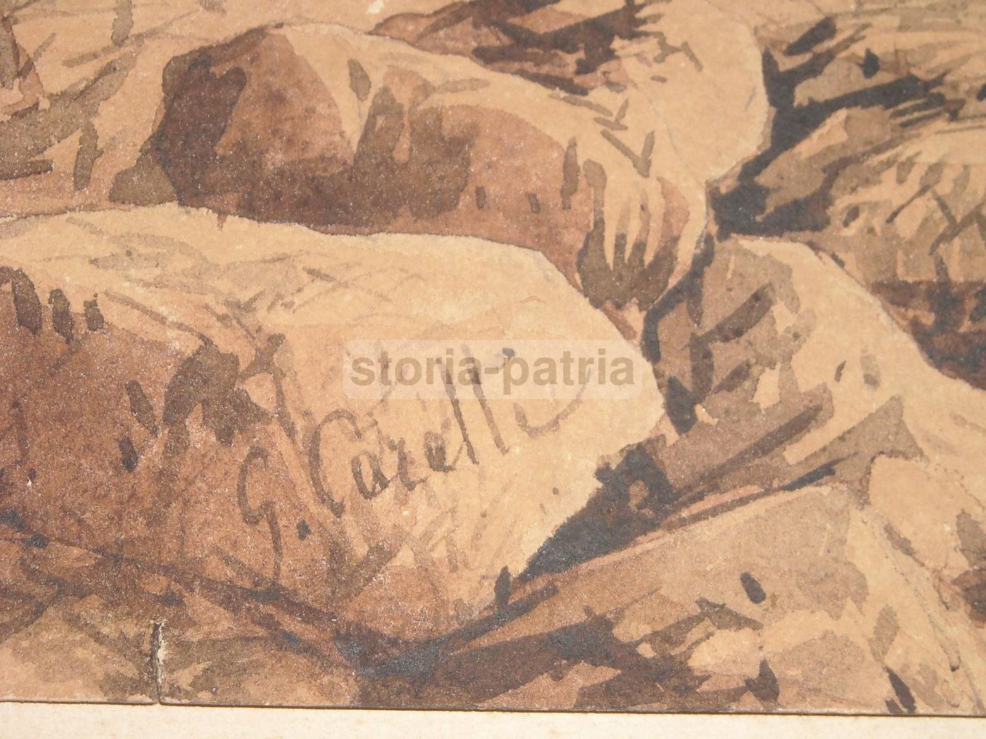 Veduta Di Posillipo, G. Carelli, Scuola Napoletana, XIX Secolo, Seppia