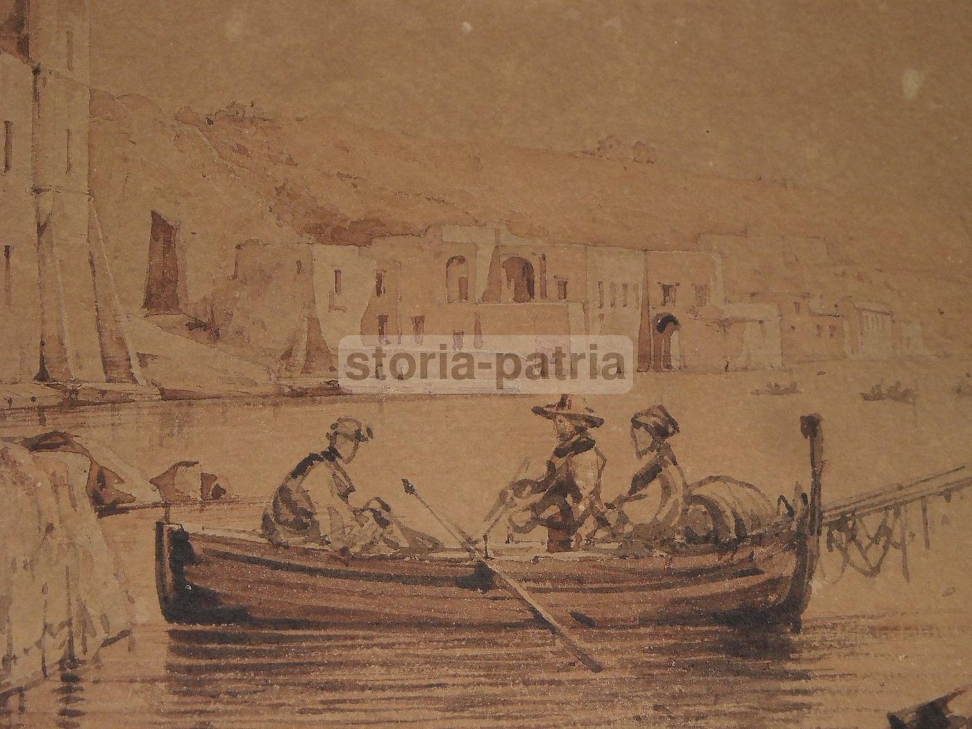 Veduta Di Posillipo, G. Carelli, Scuola Napoletana, XIX Secolo, Seppia