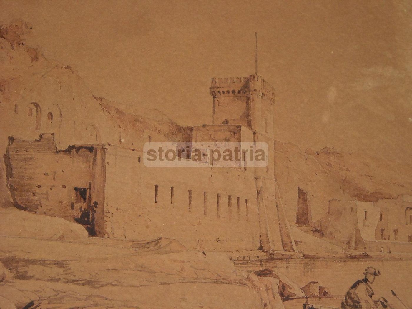 Veduta Di Posillipo, G. Carelli, Scuola Napoletana, XIX Secolo, Seppia