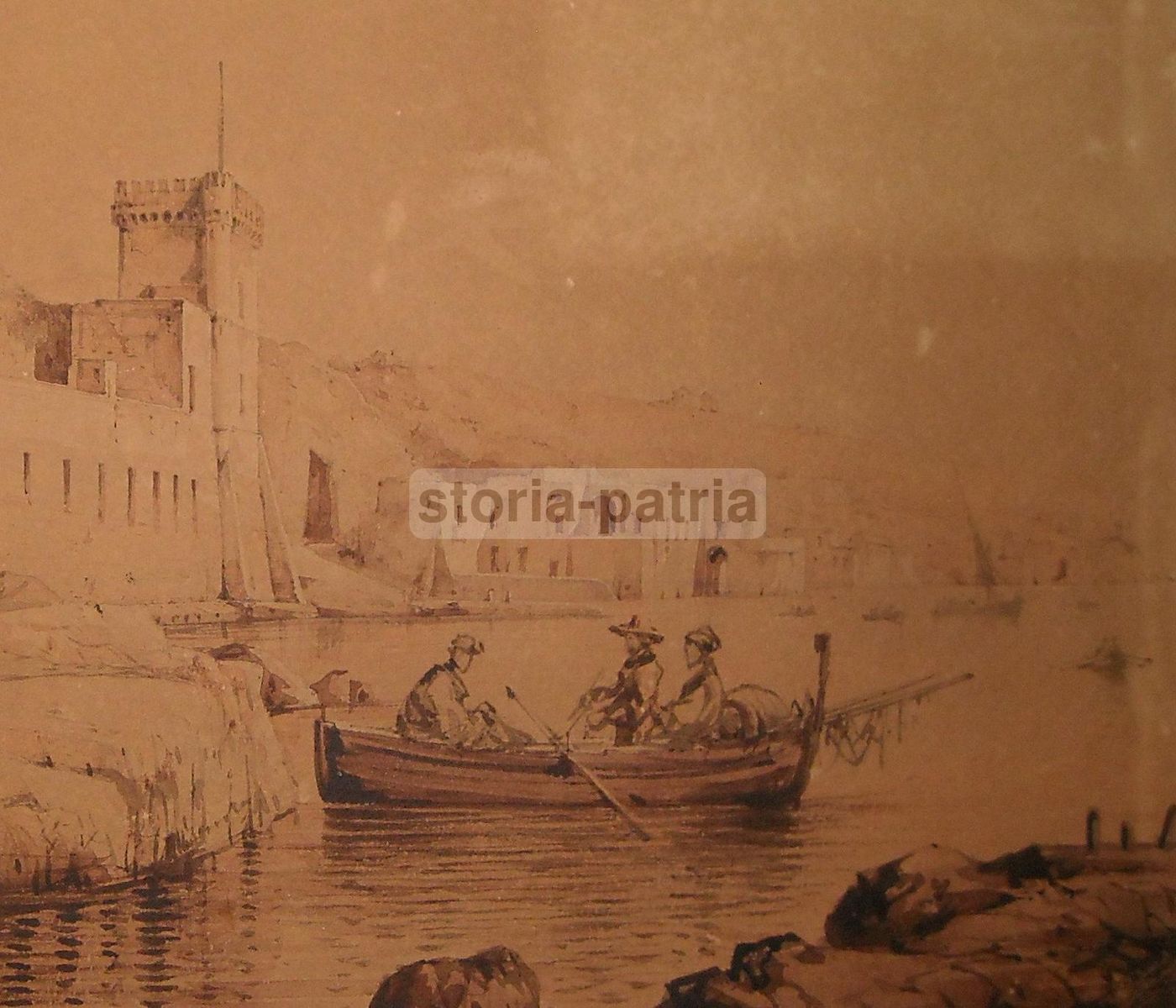 Veduta Di Posillipo, G. Carelli, Scuola Napoletana, XIX Secolo, Seppia
