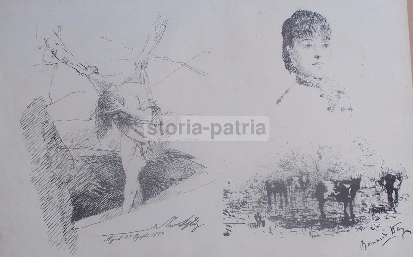Stampa Antica Con Schizzi Di Arte Napoletana, A. Galasso E Bernardo Hay