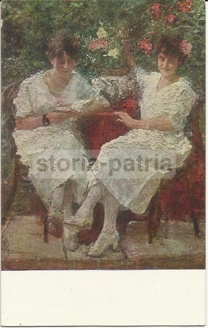 Cartolina Antonio Mancini In Giardino Biennale Venezia 1920