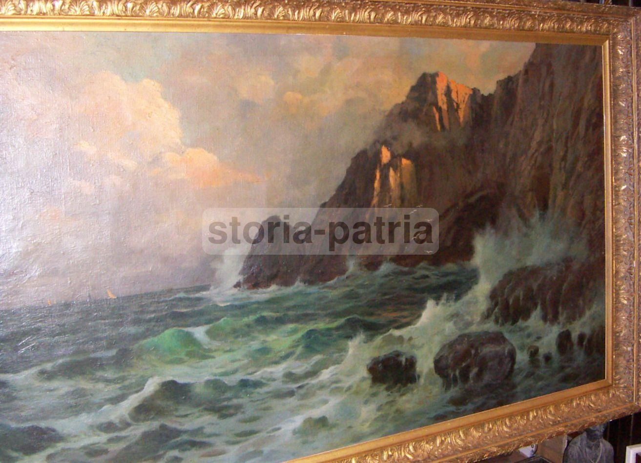 Veduta Di Capri, Dipinto A Olio Di Ilio Giannaccini, 1920 1930, Arte Napoletana