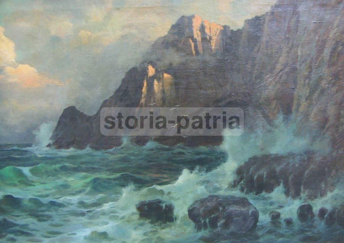 Veduta Di Capri, Dipinto A Olio Di Ilio Giannaccini, 1920 1930, Arte Napoletana