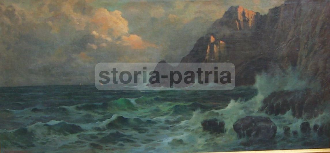 Veduta Di Capri, Dipinto A Olio Di Ilio Giannaccini, 1920 1930, Arte Napoletana