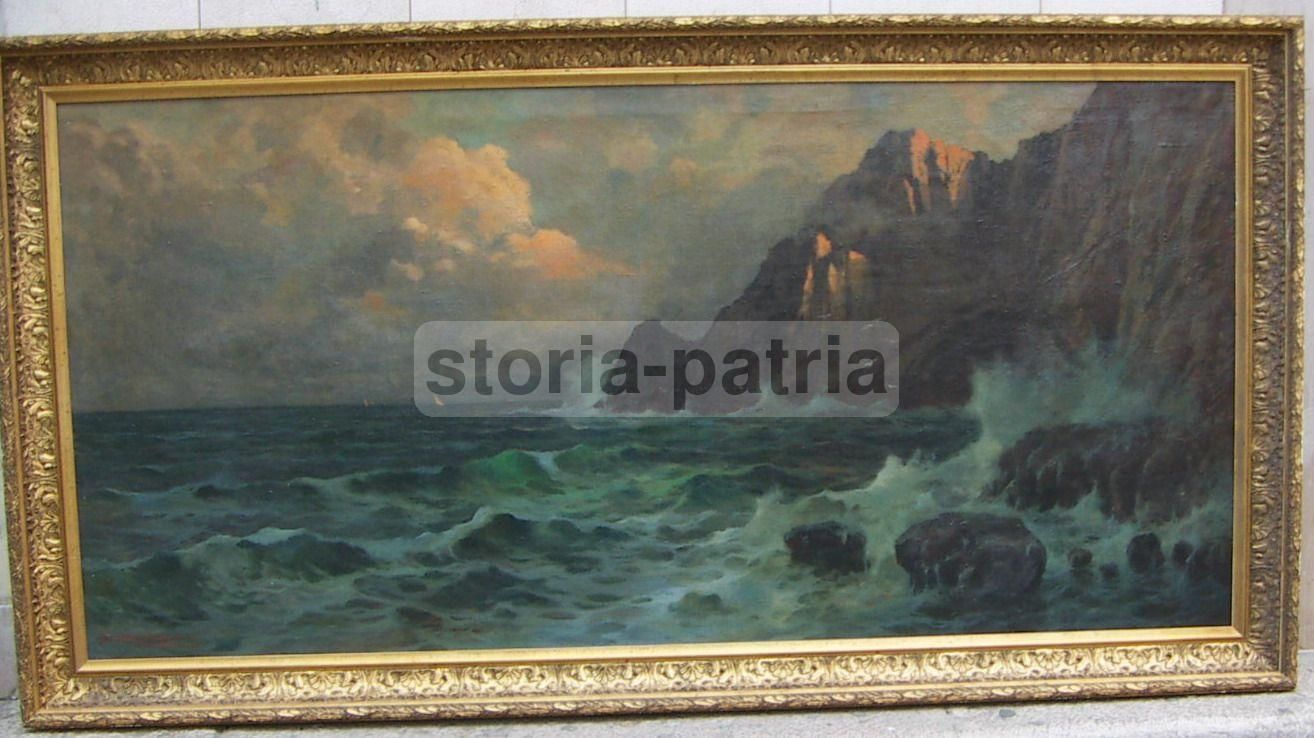 Veduta Di Capri, Dipinto A Olio Di Ilio Giannaccini, 1920 1930, Arte Napoletana