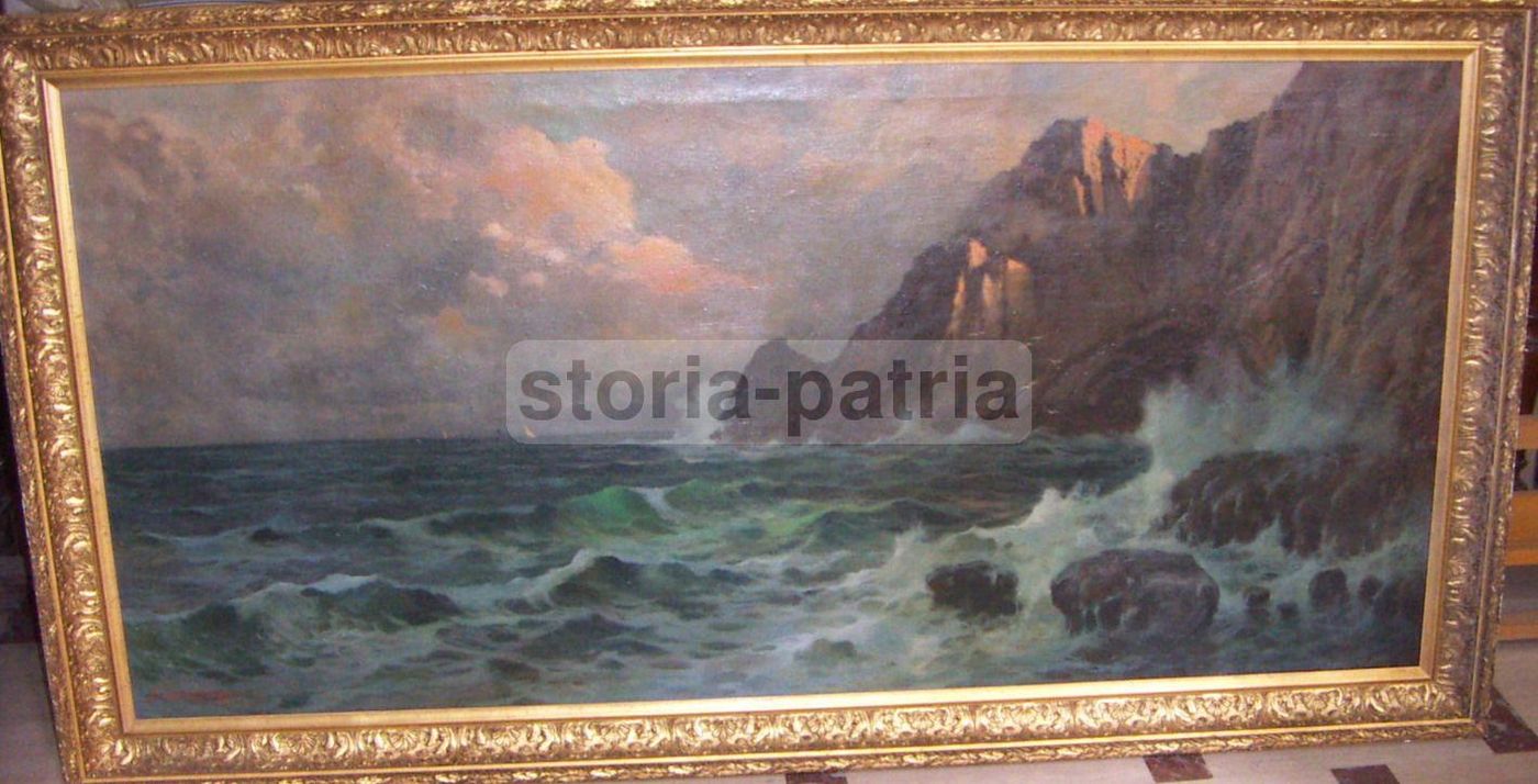 Veduta Di Capri, Dipinto A Olio Di Ilio Giannaccini, 1920 1930, Arte Napoletana