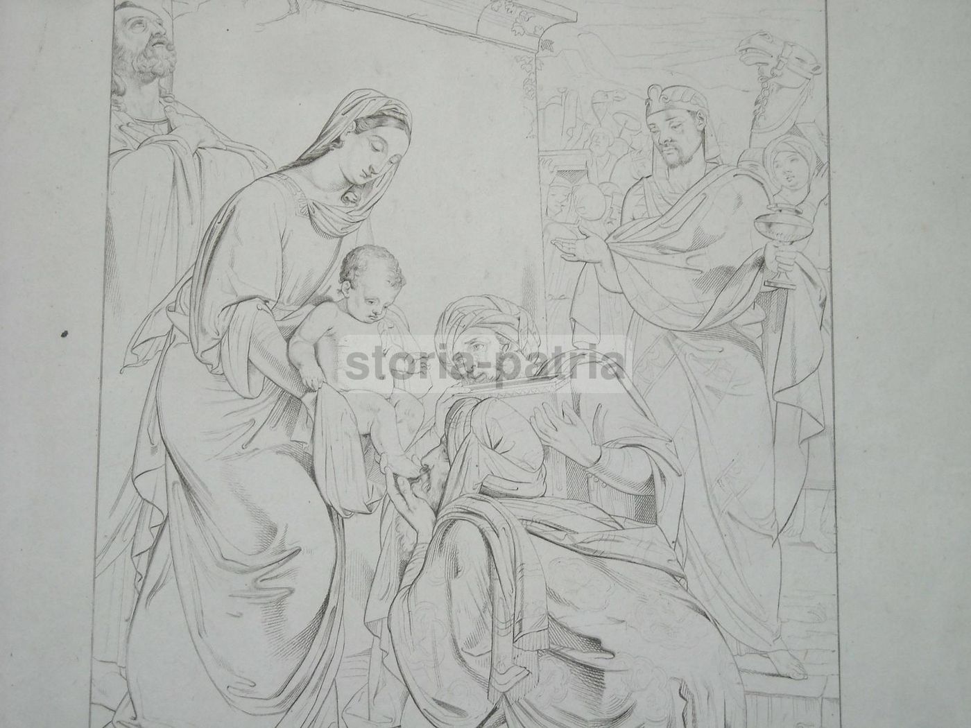 Adorazione Dei Magi: Incisione Originale Di G. Wenzel E Raffaele Buonaiuti (XIX Secolo)
