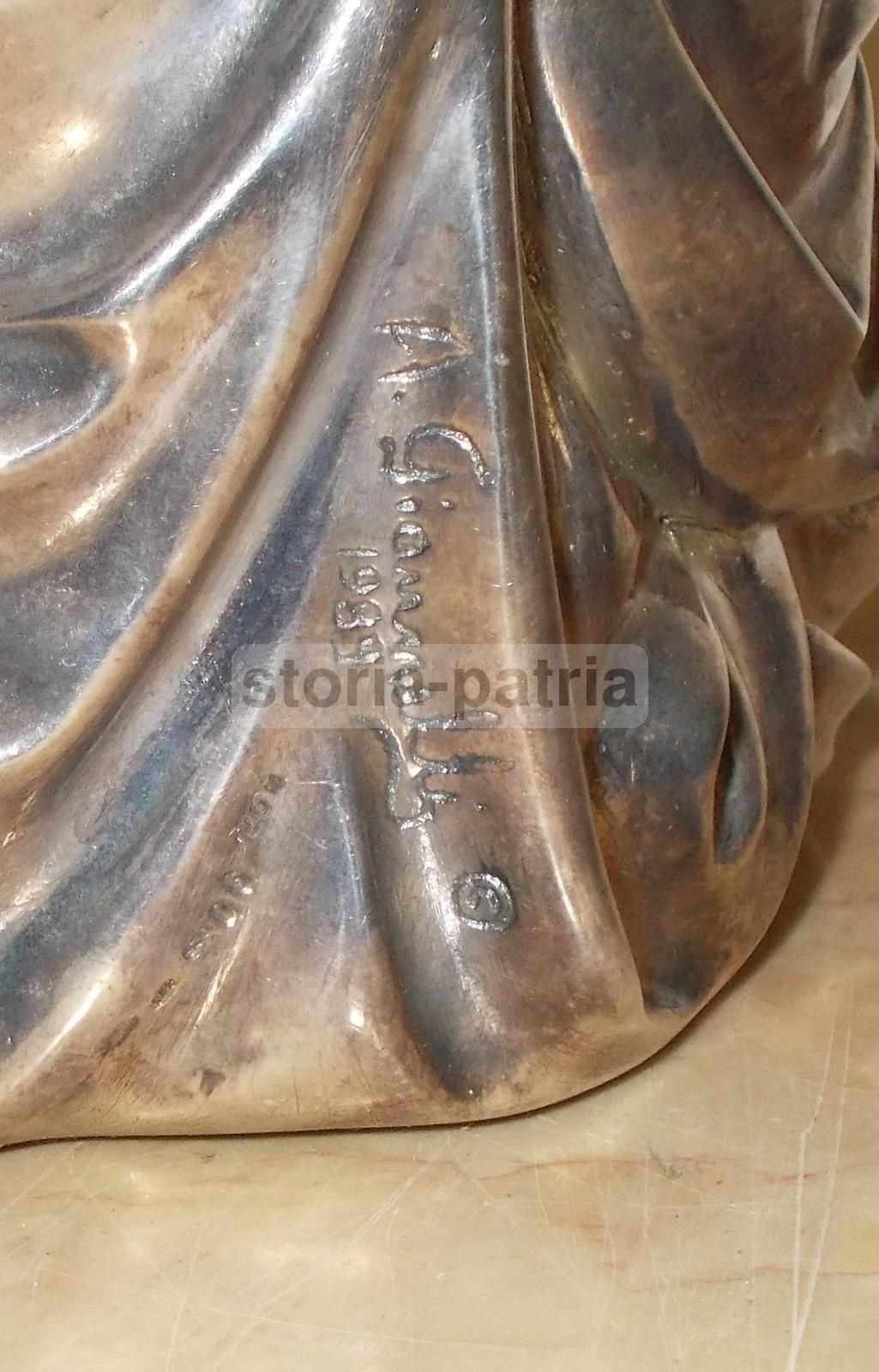 Scultura Orientalista Argentata Raffigurante Donna Araba, Firmata A. Giannelli