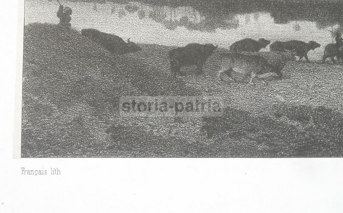 Litografia Orientalista Marilhat Antica Veduta Pastorale 800