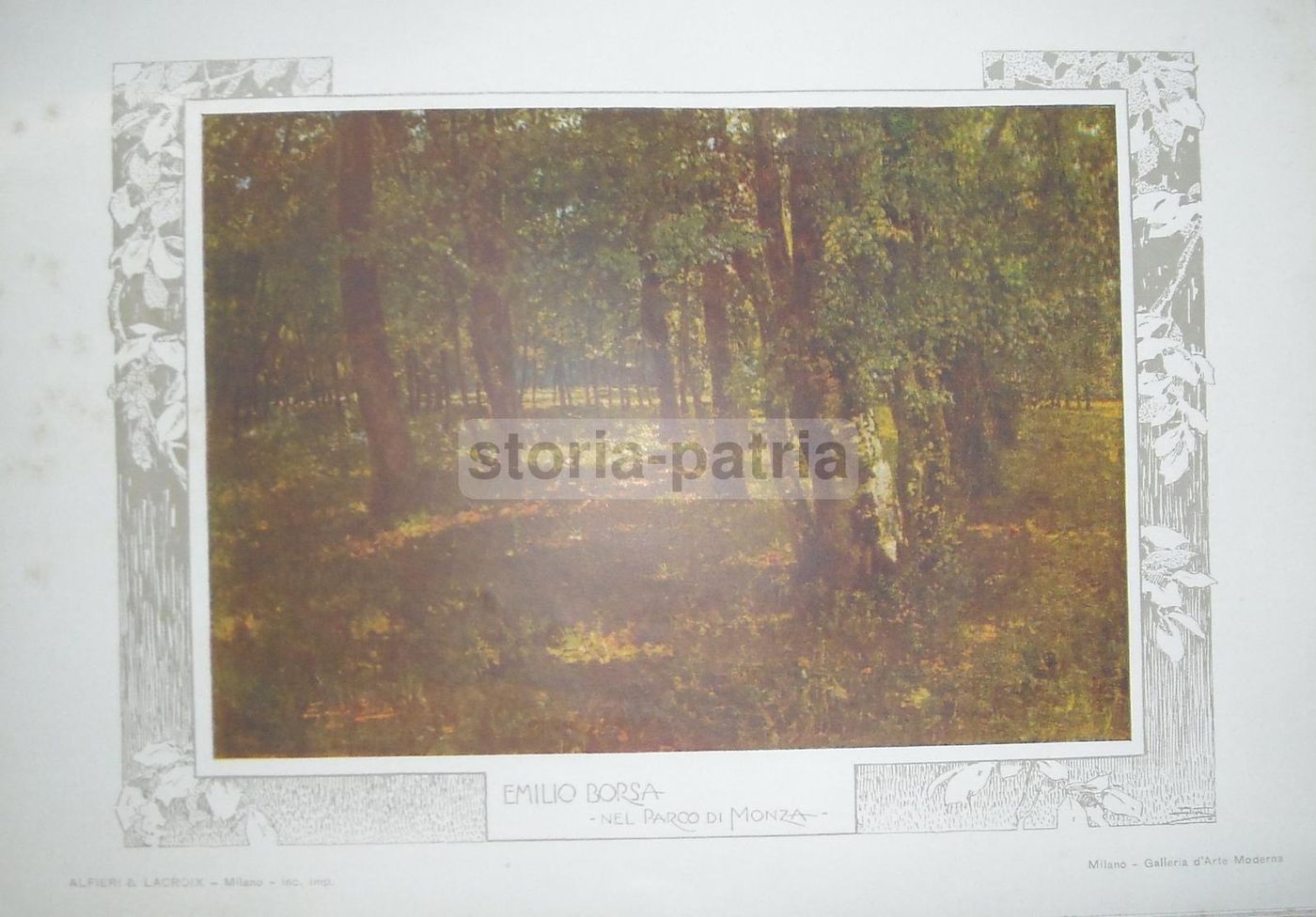 Emilio Borsa, Nel Parco Di Monza. Stampa A Colori, Primi Del Novecento