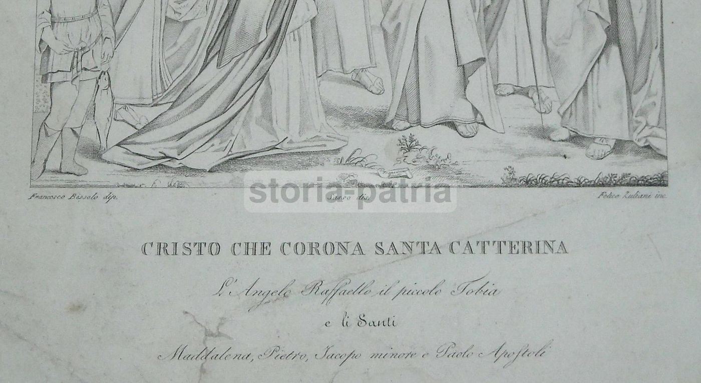 Incoronazione Di Santa Caterina, Incisione Di Felice Zuliani Da Francesco Bissolo, Metà XIX Secolo