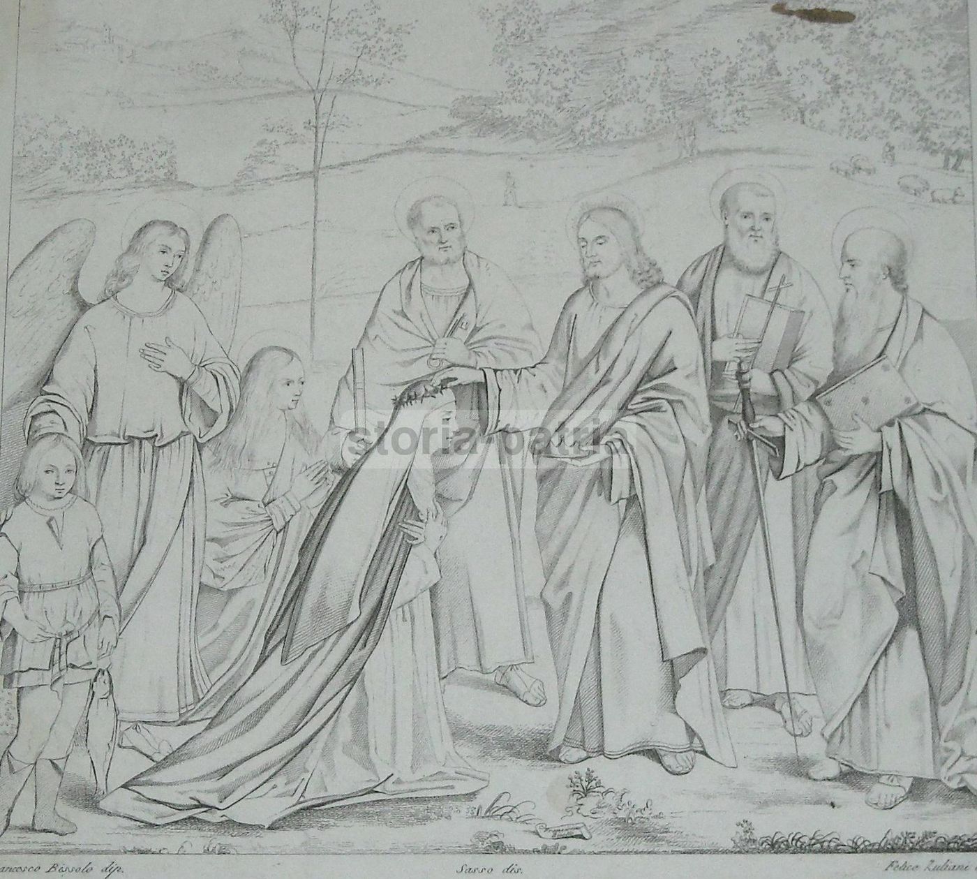 Incoronazione Di Santa Caterina, Incisione Di Felice Zuliani Da Francesco Bissolo, Metà XIX Secolo