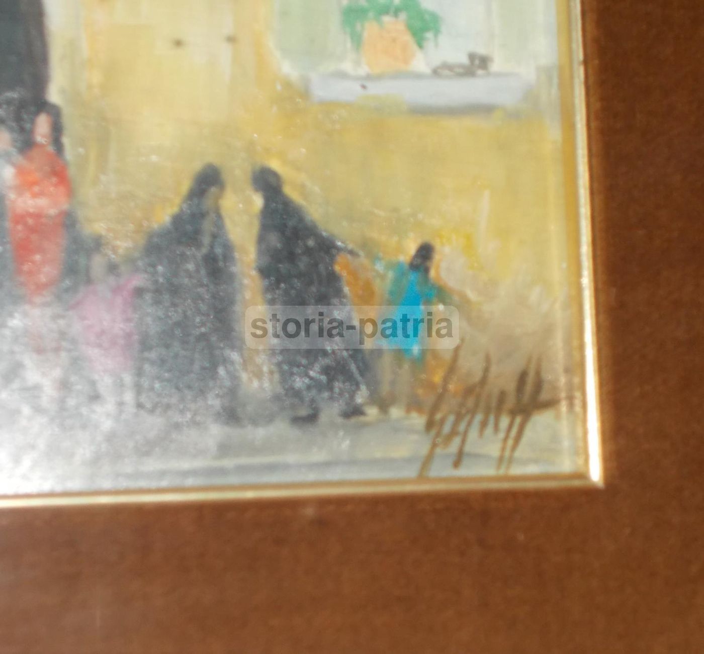 Dipinto Olio Su Compensato Raffigurante Scena Fioraio, Anni 1950 1970