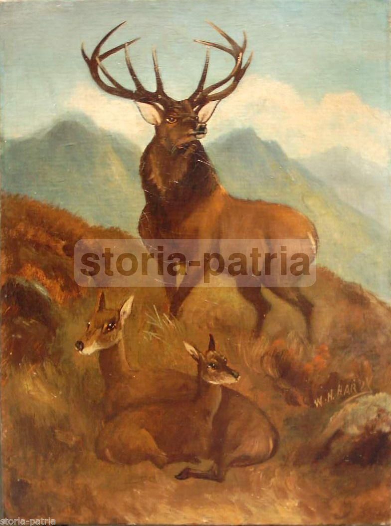 Dipinto Paesaggio Con Cervi William Howard Hardy Fine '800