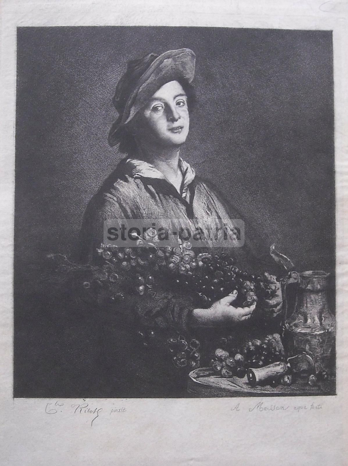 Acquaforte Antica Su Pergamena Di A. Masson Da Ribot, XIX Secolo