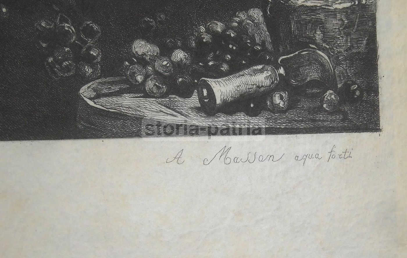 Acquaforte Antica Su Pergamena Di A. Masson Da Ribot, XIX Secolo