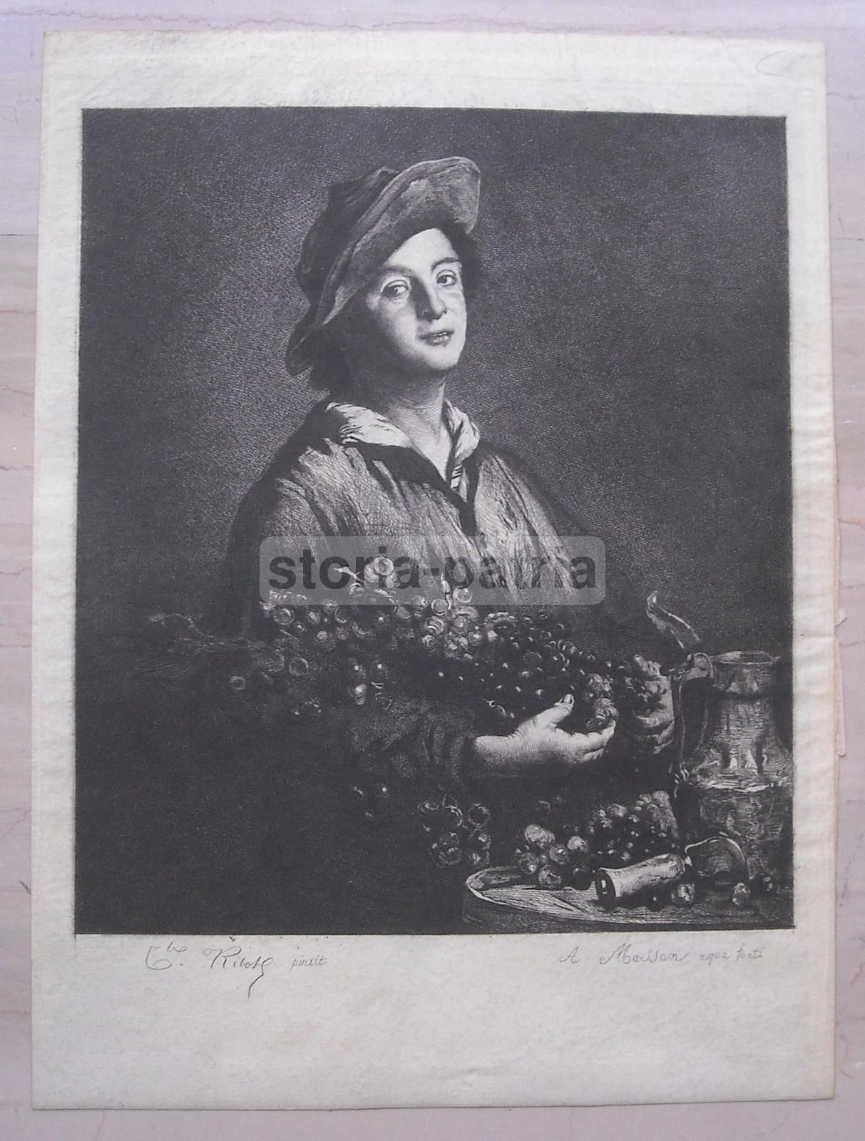 Acquaforte Antica Su Pergamena Di A. Masson Da Ribot, XIX Secolo