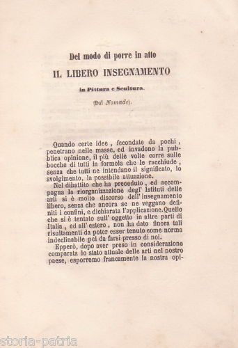 L. Celentano: Del Modo Di Porre In Atto Il Libero Insegnamento In Pittura E Scultura (1861)
