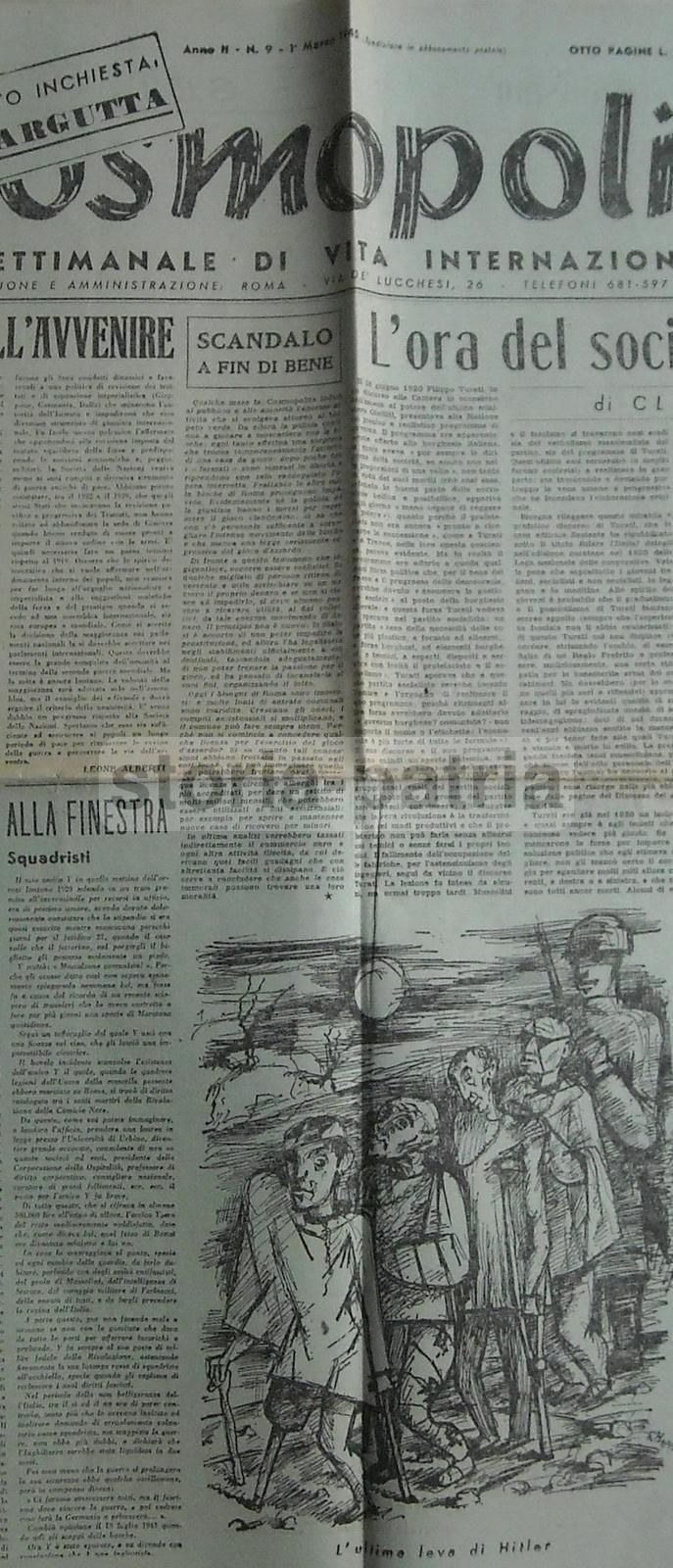 Cosmopolita 1945, Settimanale Diretto Da Giuliano Briganti, Roma