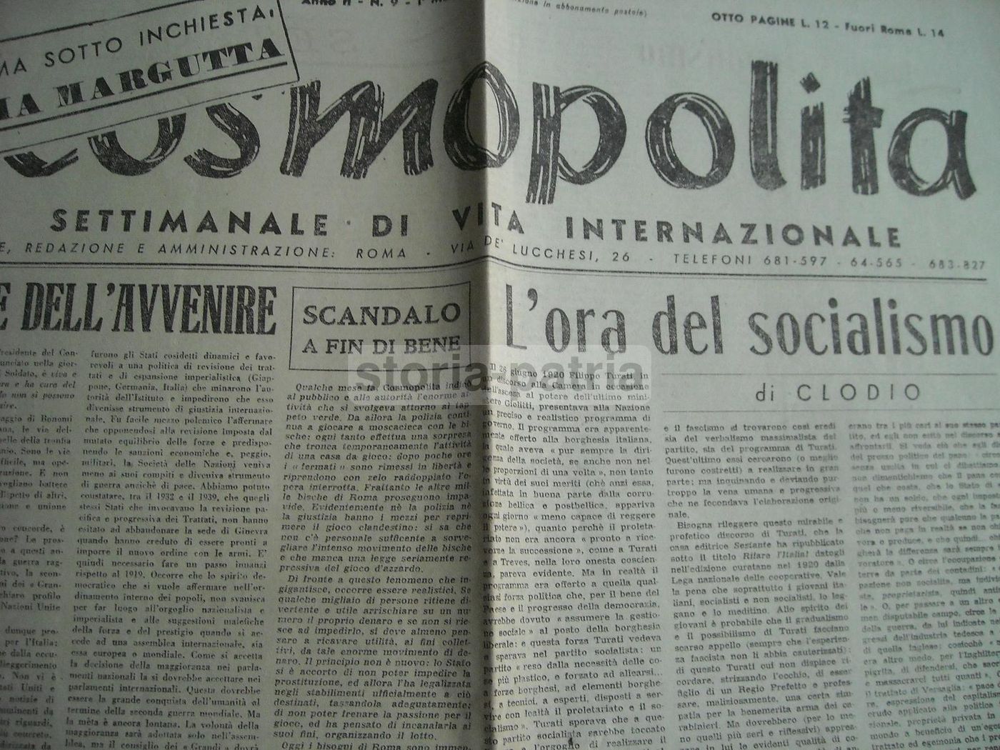 Cosmopolita 1945, Settimanale Diretto Da Giuliano Briganti, Roma