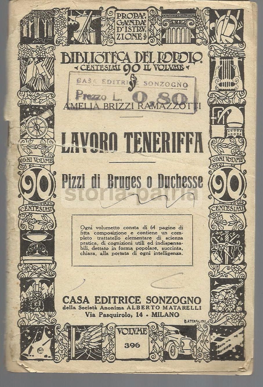 Lavoro Teneriffa, Pizzi Di Bruges O Duchesse   Amelia Brizzi Ramazzotti (1927)