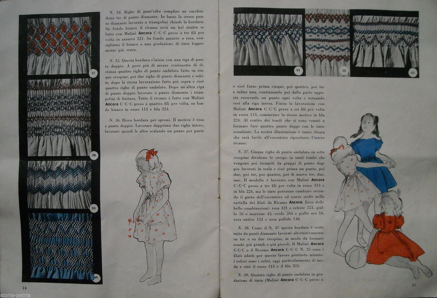 Manuale Punto Smock Cucirini Cantoni Coats Milano Anni '50