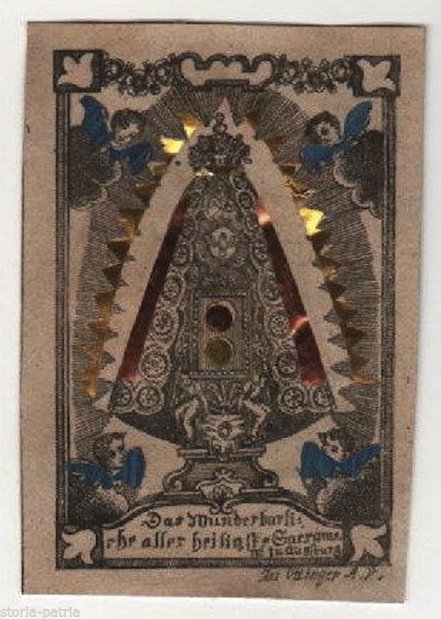 Antica Stampa Devozionale Jos Ottinger, Metà '700, Acquaforte Colorata