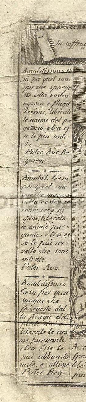 Stampa Anime Del Purgatorio, Crocifissione, Napoli, XVIII XIX Secolo